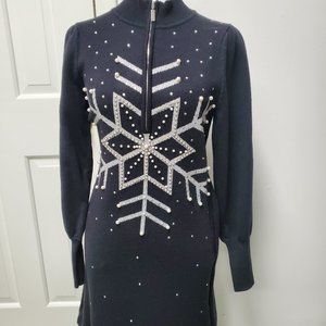 Boston Proper Snowflake Half zip sweater dress